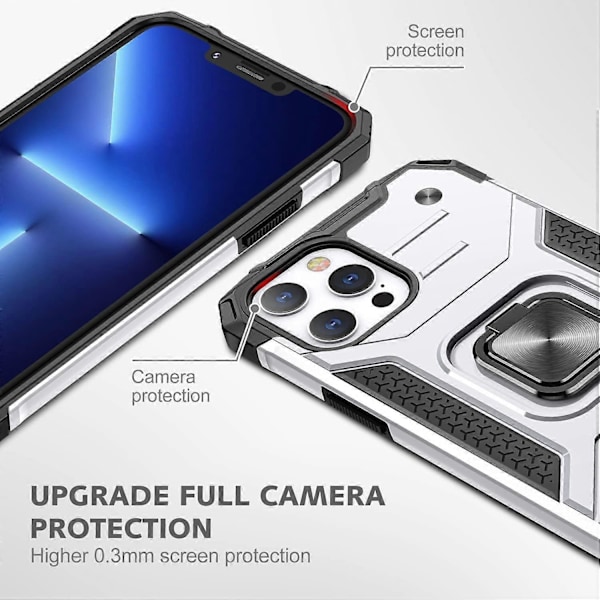 Kompatibel med iPhone 13 Pro Max Skal, Militärklass Stötsäker Skyddande Telefonfodral med Skärmskydd för iPhone 13 Pro Max 6,7 tum (Si