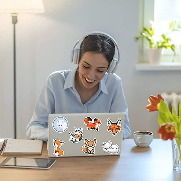 GHYT Fox-klistremerker | 50 stk. | Vinyl vanntett klistremerker for bærbar PC, skateboard, vannflasker, datamaskin, telefon, gitar, Fox-klistremerker for barn og voksne (Fox Stic
