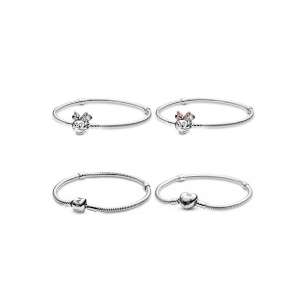 Dames Standard S925 Sølv Perle Spænde Charm Armbånd klassisk serie hjerte fuld diamant (16cm, G)