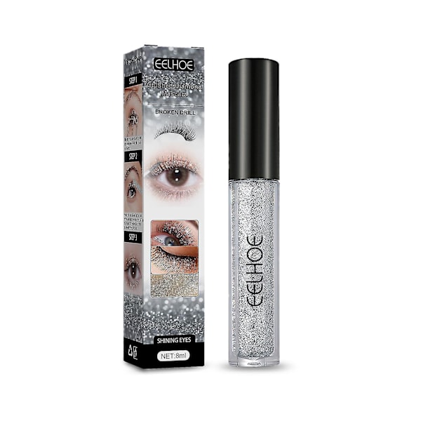 Glitter Diamond Mascara Fairy Glitter Vattentät Förlängande Kryptering Icke-smudgad Lockig Slank Mascara