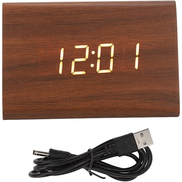 Digital väckarklocka, träväckarklocka, träväckarklockor för sovrum, triangel modern enkel design bärbar trä LED-klocka för sovrum, sängbord, skrivbord