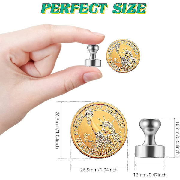 Jääkaappimagneetti, 24 kpl metallisia vahvoja magneetteja 12x16mm - Ruostumattomasta teräksestä valmistetut magneettijääkaappimagneetteja ilmoitustaululle, jääkaapille jne. - Säilytyslaatikolla - Snngv