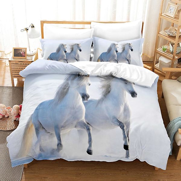3D Digitaltryck Djur Häst Student Quilt Cover Sängkläder Tredelad Set DWM8 180*200cm -ZHENV（180*200cm）