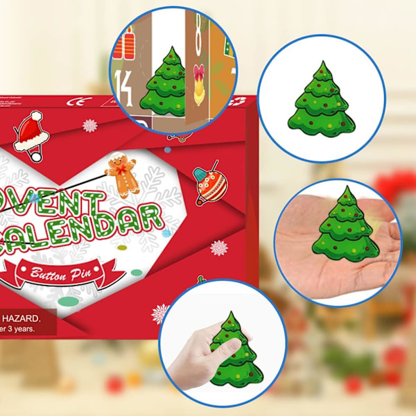 Julkalender 2024 med Nedräkning, Julkalender, 24 Dagar Julklappskalender DIY Smyckestillverkningssats Present till Barn Tonåringar Kvinnor (brosch)