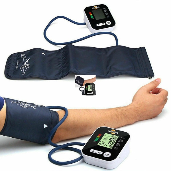 Överarm Digital blodtrycksmätare Bp-monitor Automatisk manschettens hjärtfrekvensmätare