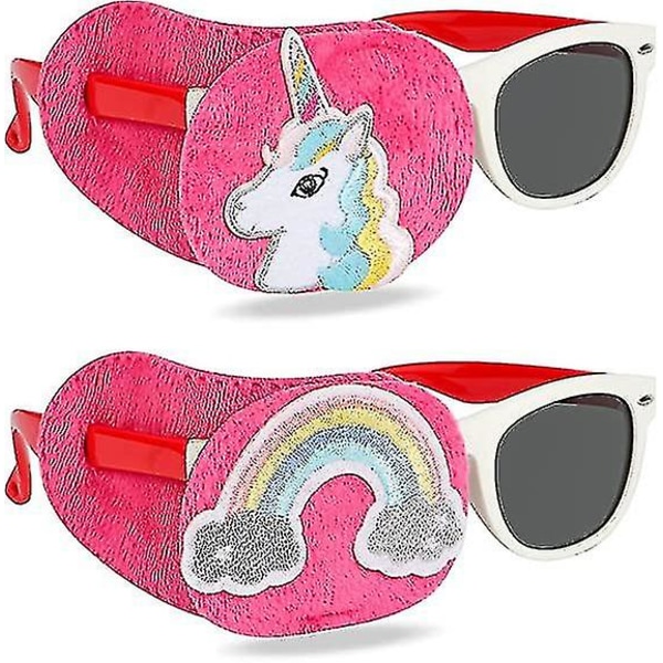 Børneøjenplaster 2 stykker, medicinsk øjenplaster til højre øje til amblyopi Orthoptist Voksne og børn, Unicorn øjenplaster dækker briller til øjenplastre