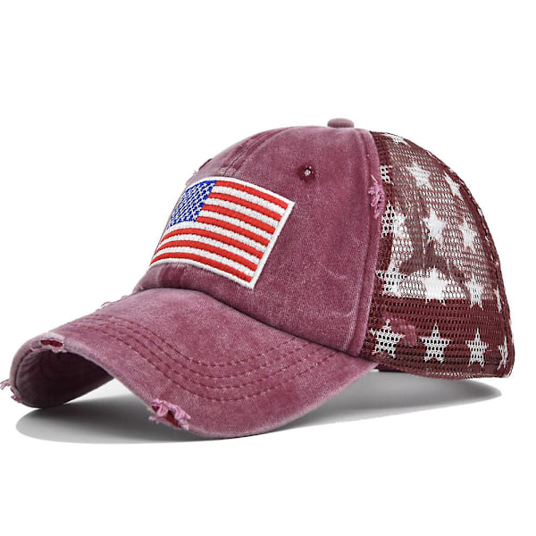 Tre-dimensionelt broderi baseball cap vasket amerikansk flag broderi cap mesh cap femspidset stjerne mesh cap