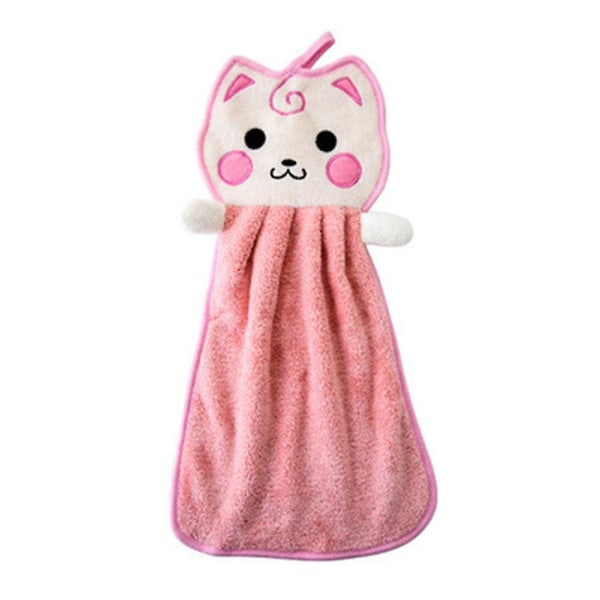 2 stk Håndklæde Køkken Badeværelse Søde Katte Blødt Hængende Absorberende Opvask Håndklæde Karklud Multi-farve Valgfrit (Pink)