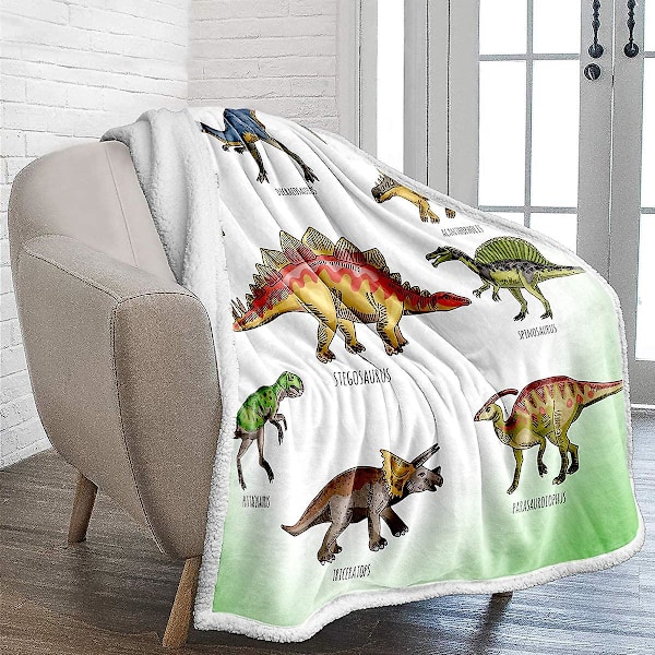 Dinosaurie Filt Mjuk Varm Jurassic Dinosaurie Mönster Tryckt Sherpa Filt För Pojkar Plysch Tecknad Solid Fleece Filt För Säng Soffa (50\"