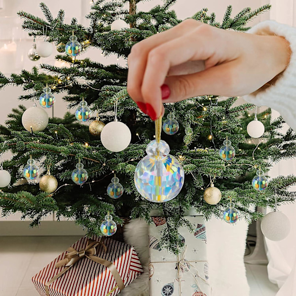 12 stycken kristalljulkulor 2,2 cm Mini Ab Färgade Prismabollar Julgransdekoration, Hängande Kristaller för Julbröllop Fest Hem (ab)