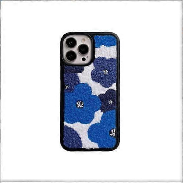 Klein Blå Broderade Blommor Skal Kompatibel med iPhone 13 / iPhone 13 Pro/iPhone 13 Pro Max, Utsökt Design Telefonfodral för Pojkar & Flickor (B