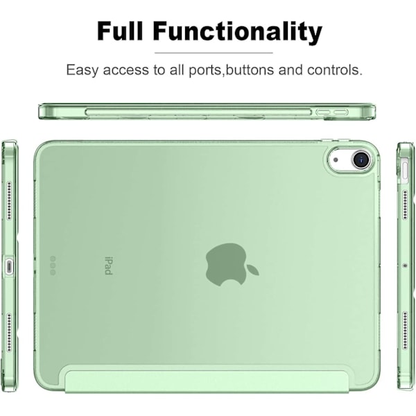 iPad Air 4 Fodral 2020 - iPad Air 4:e generation Fodral 10,9 tum Lätt Smalt Omslag Med Genomskinlig Frostad Hård Bak [stöder Touch ID](matcha Grön