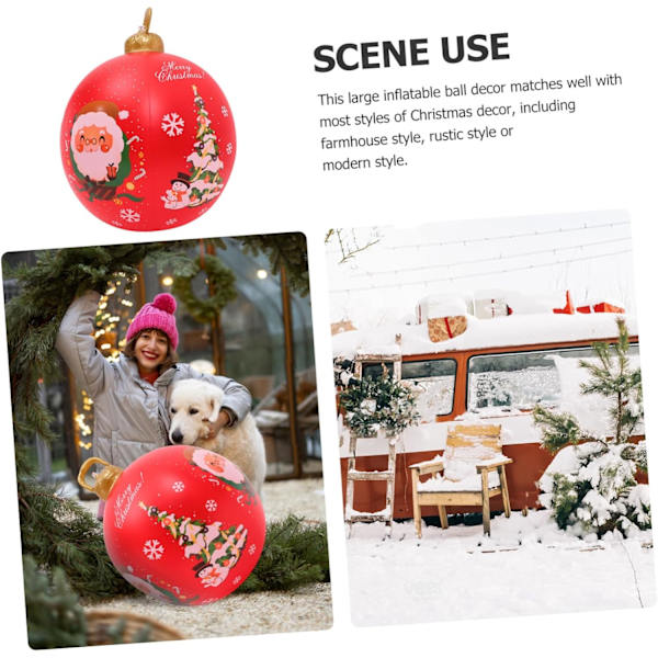 60cm Stor Julerkule Oppblåsbar Utendørs Dekorasjon PVC Oppblåsbare Julepynt God Jul Store Ferie Dekorative Kuler (E)