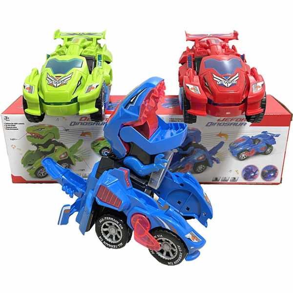 Transforming Dinosaur Car Toys Flexible Universal Wheel Flashing Lights Red Blue Green As Gift With Music Led Light - Snngv（red）