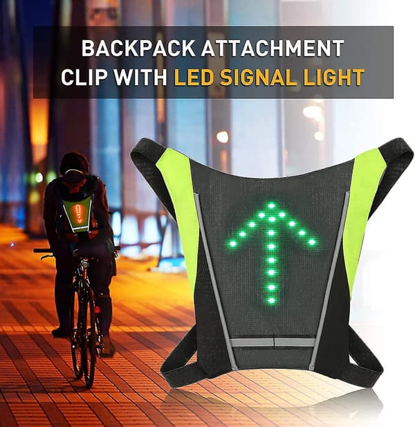 Cykelväst USB-laddningsbar reflexryggsäck med LED