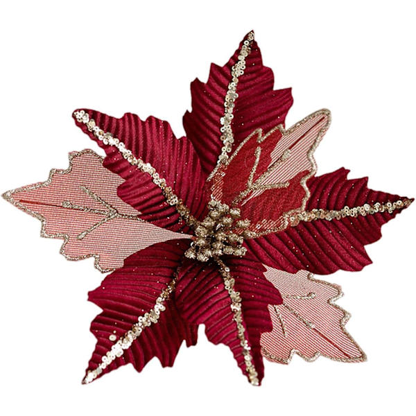 Julblommor - 25 cm Konstgjorda Glittrande Julstjärnor - Konstgjorda Glittrande Julstjärnor för Julgran, Bröllop, Födelsedagskrans
