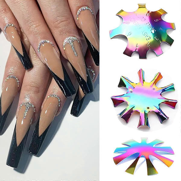 Franska Nagelspets Trimmer 3 st Rostfritt Stål Franska Spets Klippare Leende Linje Klippare Verktyg Rostfritt Stål Kant Manikyr DIY Platta Modul för Akryl Na