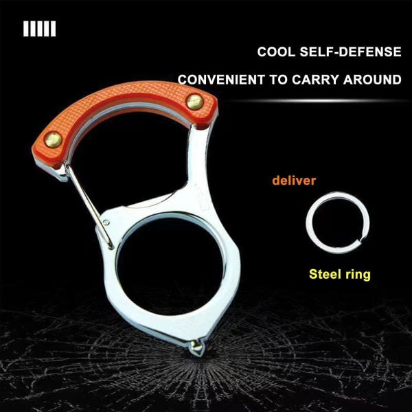 Multifunksjonell nøkkelring rustfritt stål nøkkelverktøy selvforsvar for menn kvinner（3stk，oransje）