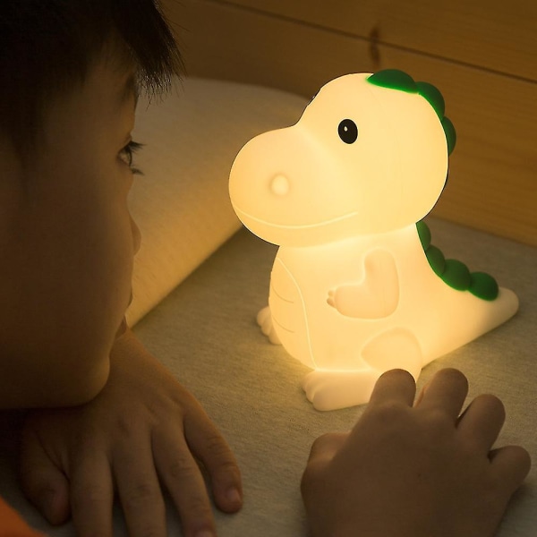Wabjtam Dinosaur Night Light, 7 väriä vaihtava lasten yövalo, silikonidinosauruksen huoneen sisustus, kannettava paristo baby yövalo dinosauruslamppu