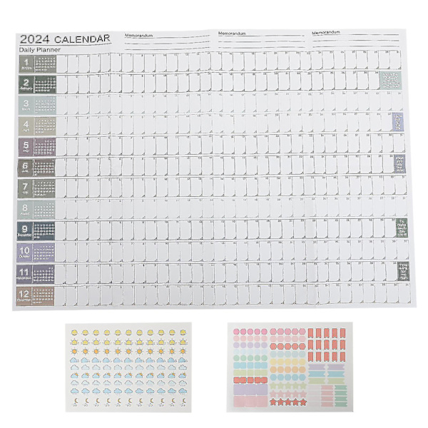 1 Set Yearly Väggkalender 2024 Kreativ Planer Väggkalender Daglig Schema Kalender-hao