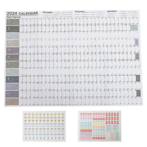 1 sett årlig veggkalender 2024 Kreativ planlegger veggkalender Daglig plankalender-hao