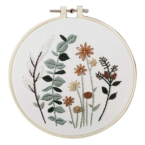 Diy Blomstermønster Broderikit Cirkel Broderi Korssting Kit