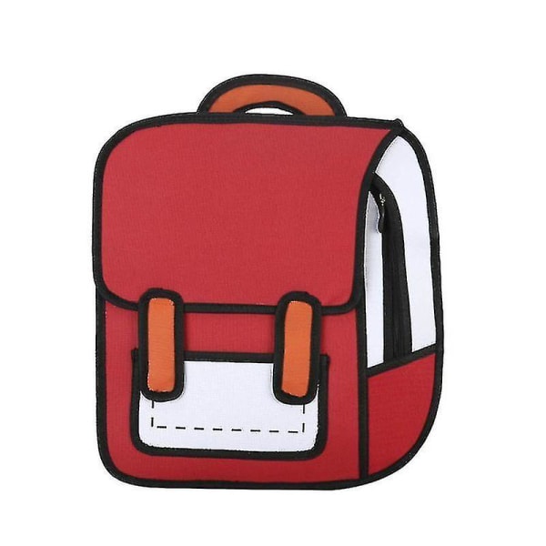 Creative Women 2d Drawing Backpack Cartoon School Bag Teenager Girls Daypack - Snngv（Red）