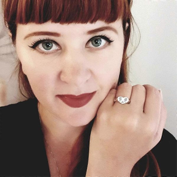 Kvinnors Koreanska Tillbehör, Hjärtformad Kreativ Gråtande Ansikte Mode Ring (Ansikte, Silver)