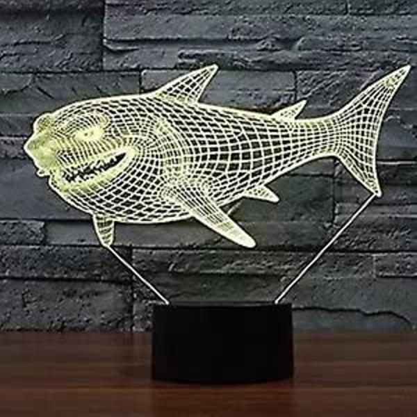 Ltd Creative Shark 3D Nattlampa USB-driven Beröringsknapp Fjärrkontroll LED Dekoration Optisk Illusion 3D Lampa 7/16 Färger Byter Barn Leksak Ch