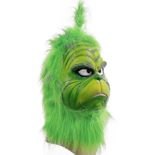 Christmas The Grinch Full Head Latex Mask Xmas Hat Monster Adult Gloves（The Grinch Christmas Mask C）