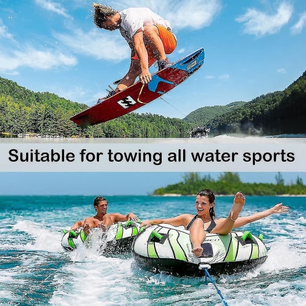 Wakeboardtau vannskitau 75 fot 4 seksjoner med vannsportsbåt selvsentrerende slepsele