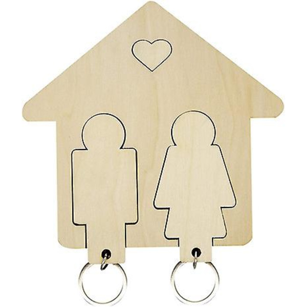 1 sett tomt nøkkelring i tre til Valentinsdagen, 15,5*14,5*0,8 cm