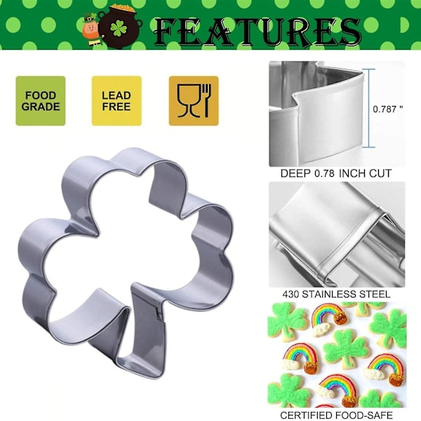 6 st kakformar Shamrock fyrklöverform