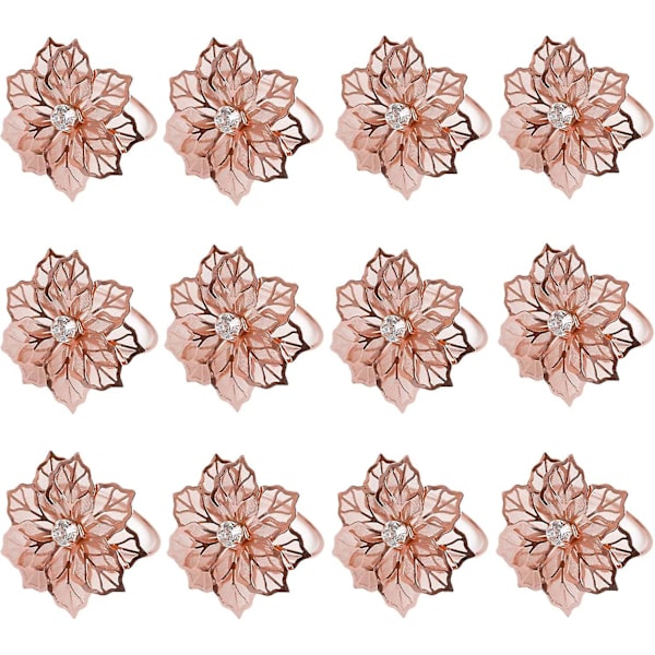 24 st servettringar i legering med ihåliga blommor