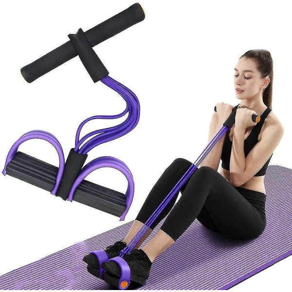 Multifunksjonsspenntau, 4-rørs elastisk yogapedaltrekkermotstandsbånd, naturlig lateksspenntau treningsutstyr, for mage/midje/arm/ben