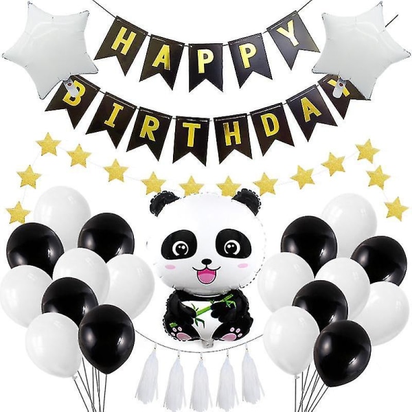 Panda Balloons -syntymäpäiväjuhlakoristeet (valkoiset)