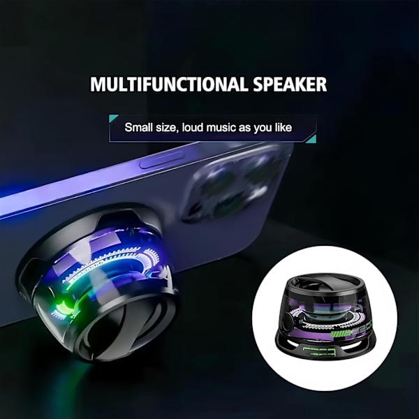 Mini Bluetooth-högtalare G200, Multifunktionell Magnetisk Bluetooth-högtalare, Liten Trådlös Högtalare med Inbyggda Magneter och Multi-RGB Färgbelysning (Lila)