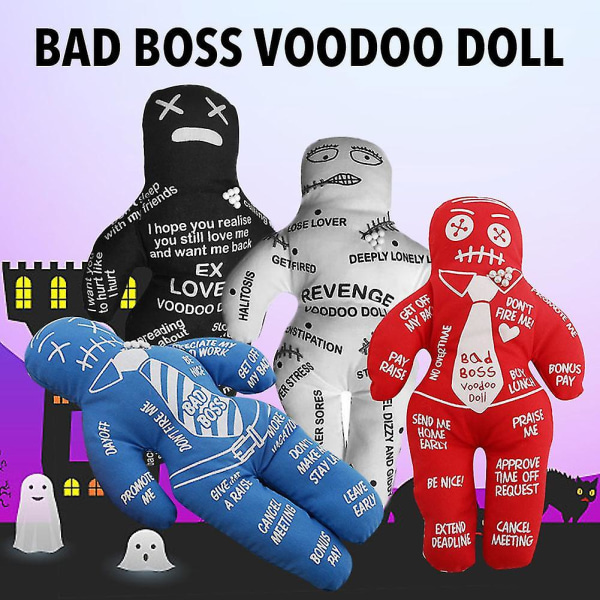 Bad Boss Voodoo Doll Stress Reducer Beste nyhetsgave til rosa elefantutveksling Polyester julefestgaver（Rød）