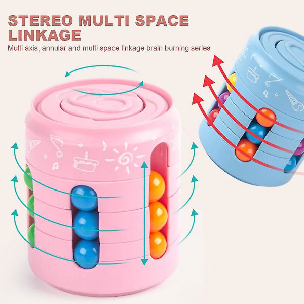 Roterande Magic Beans Cube Antistress Can Pussel Vuxen Dekompressionsleksaker för barn Barn Finger Fidget Spinner Sensorisk leksak（Blå）