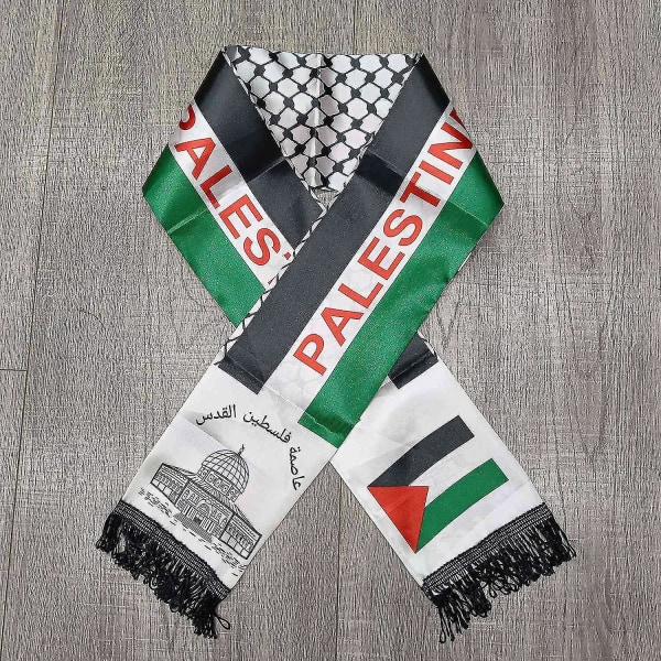 2 kpl Palestine Nation Flag Print Huivit Fringed Satin Color Unisex Smooth Custom Juhlakaulan kääreet (punainen)