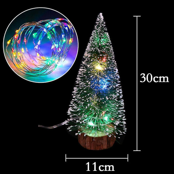 Mini Cedar juletre med LED-lys Fest Lite furutre Hjem juledekor gave（Flerfarget lys）