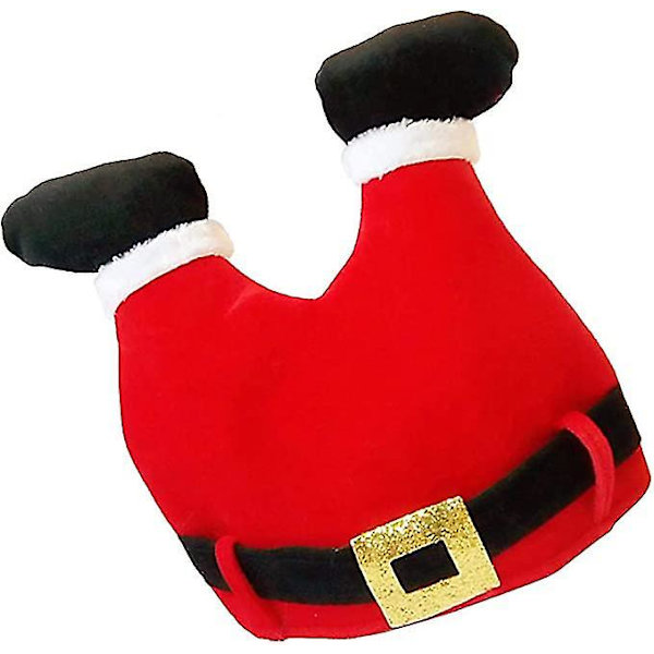 Jultomteluvor Vuxna Hatt Trä För Ner Upp Och Ner De Navidad Träd Santa- Rolig Nyhet Röd