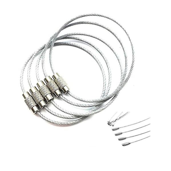 15 cm trådnöckelring kabel stor rostfritt stål nyckelring slinghållare, 20-pack