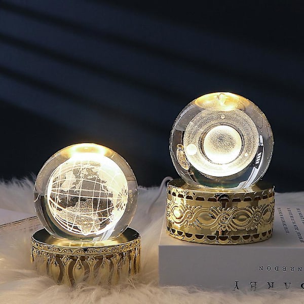 3D inre snidad LED lysande kristallkula kreativ dekoration - Saturn