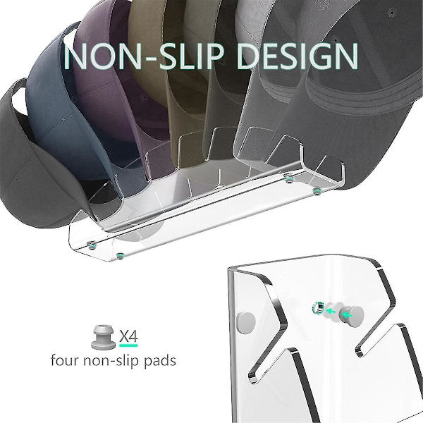 Hat Organizer til Baseball Caps Stand, Hat Holder til 7 Baseball Caps, Free Standing Hat Organizer, Hat Display Stand A