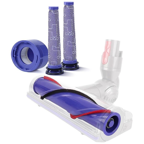 Rullebørste + Pre & Post Hepa Filter Combo Kompatibel Med V7 Støvsuger Reservedele, Repla
