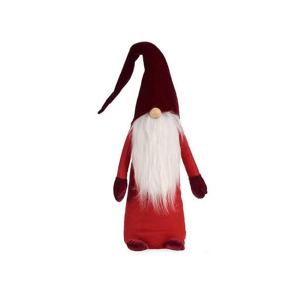 Dekorativ figur Tomte Röd Vit Trä Sand 20 x 100 x 25 cm