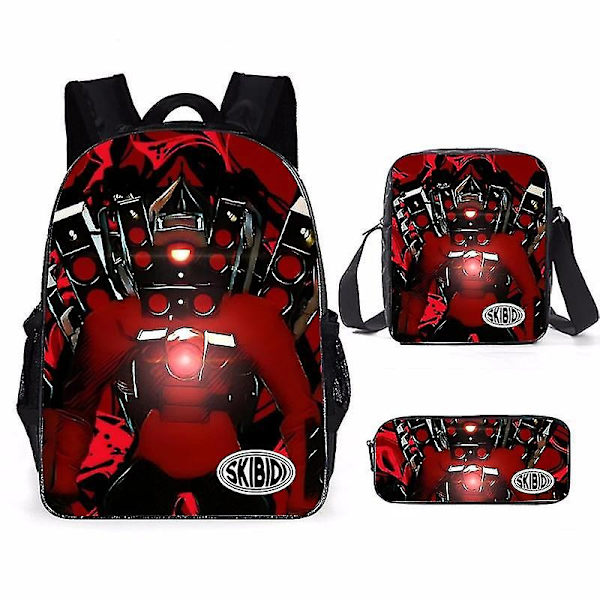 3pcs Set Skibidi Toalett Mochila Titan Högtalare Man Barn Ryggsäck Pojke Anime Resväska Förvaring Väska Bokväskor Cosplay Väska -ZHENV（1）