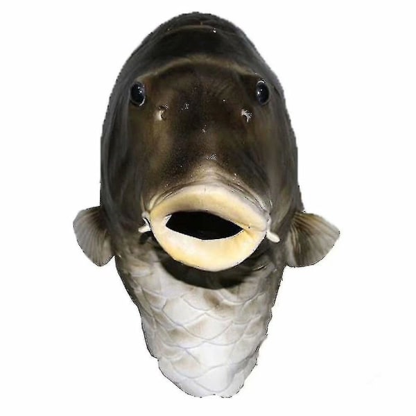 Black Fish Mask Latex Animal Head Mask Grå Fiskekostyme Hodeplagg Maskerade Fest Voksen