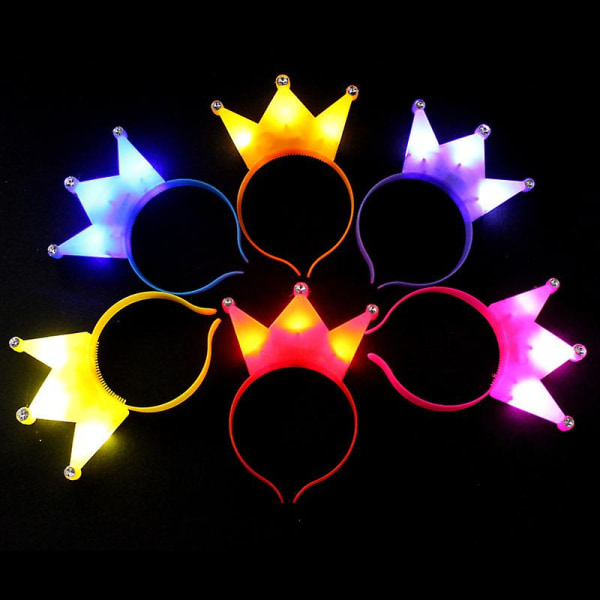 6 stk Crown Light Up Toy Party Favors Glow In The Dark, festutstyr Bulk For Voksne Barn Bursdag Halloween